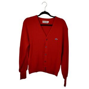 Vintage Izod Lacoste Vibrant Red Cardigan Size L